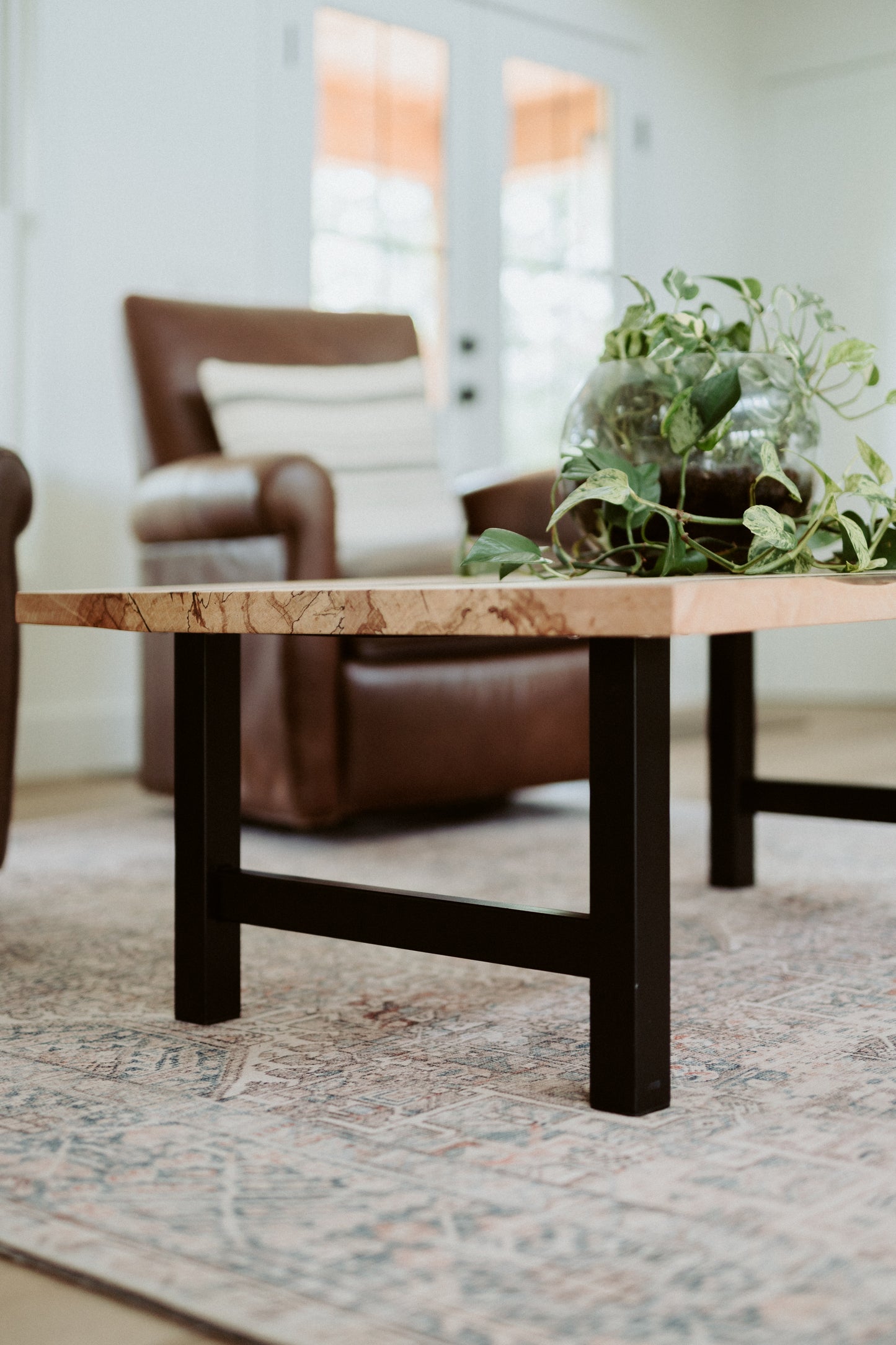 Customizable H Tube Table Leg - Raw Steel