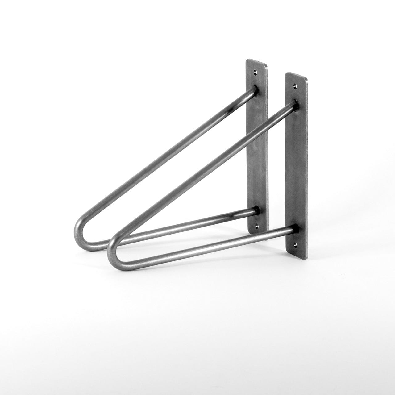 Pair of unfinished steel 2 rod hairpin shelf bracket