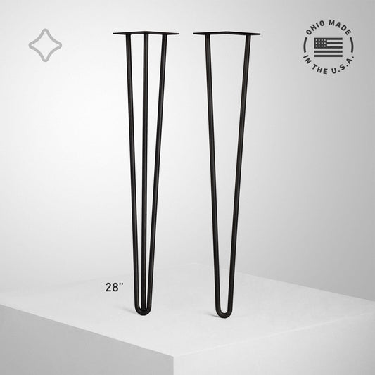 Heavy Duty Black Powder Coat Hairpin Leg - Black