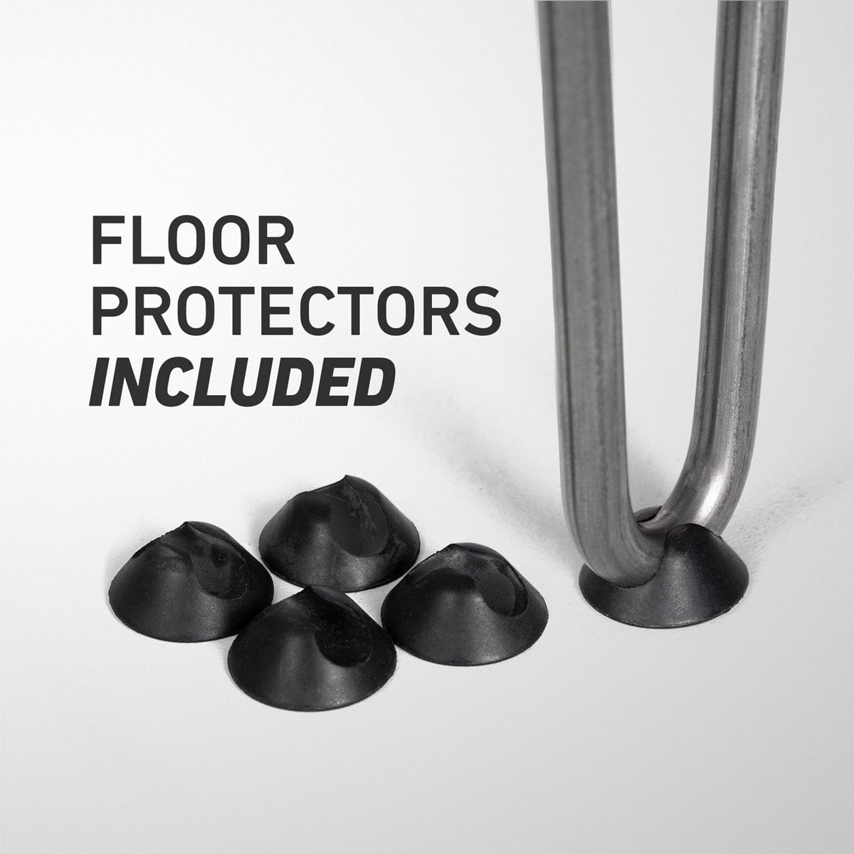 Rubber floor protectors for hairpin legs