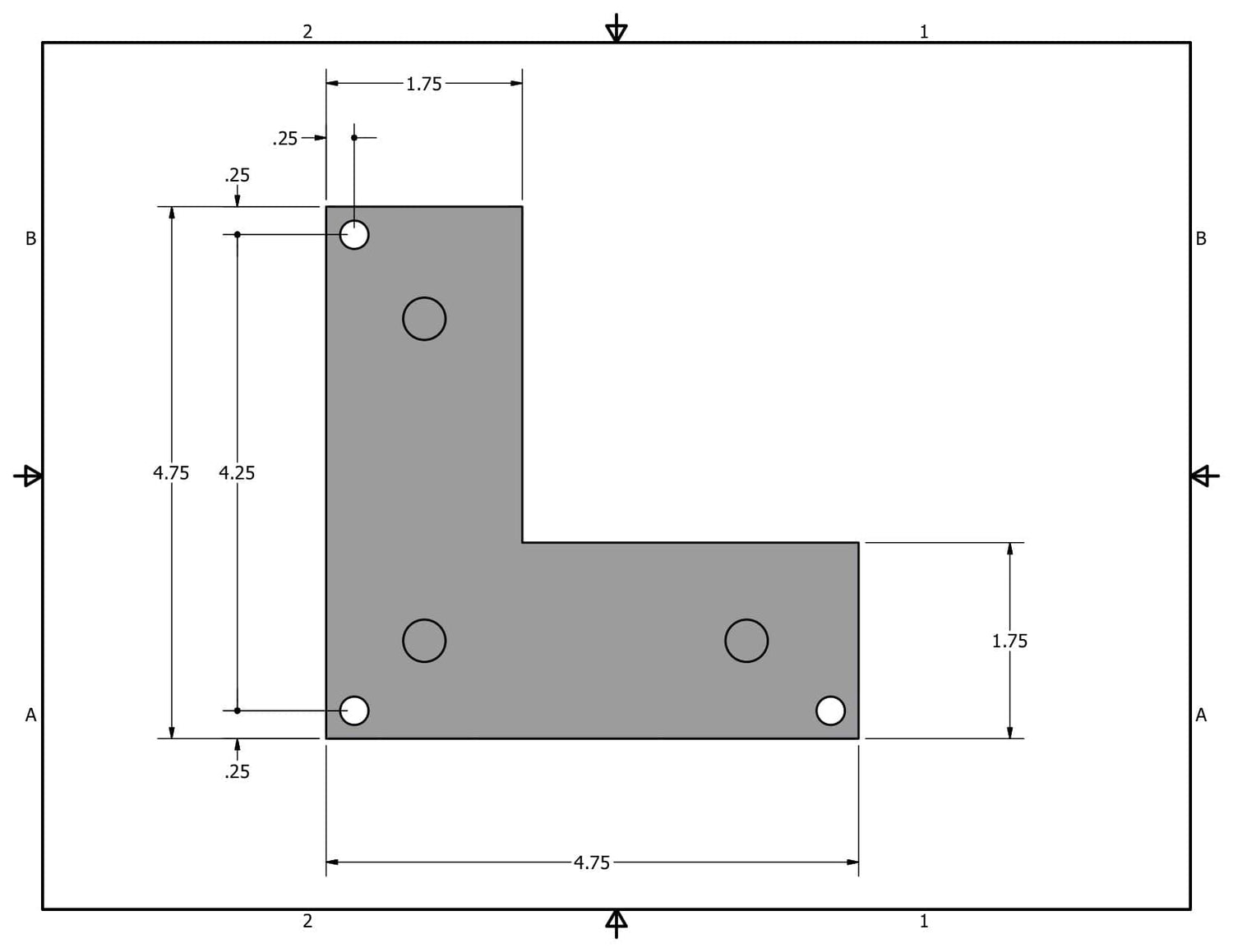 Dimensioned drawing of hairpin leg mounting plate with three holes.